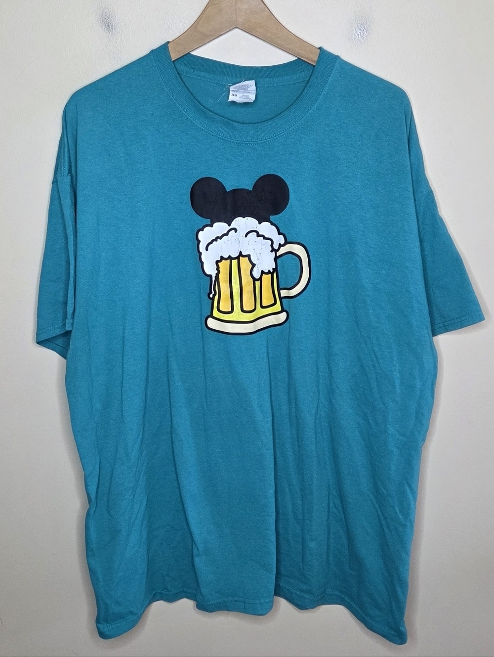 Jerzees Mickey Mouse Ears Beer Mug Graphic Short Sleeve Tee Size 2XL